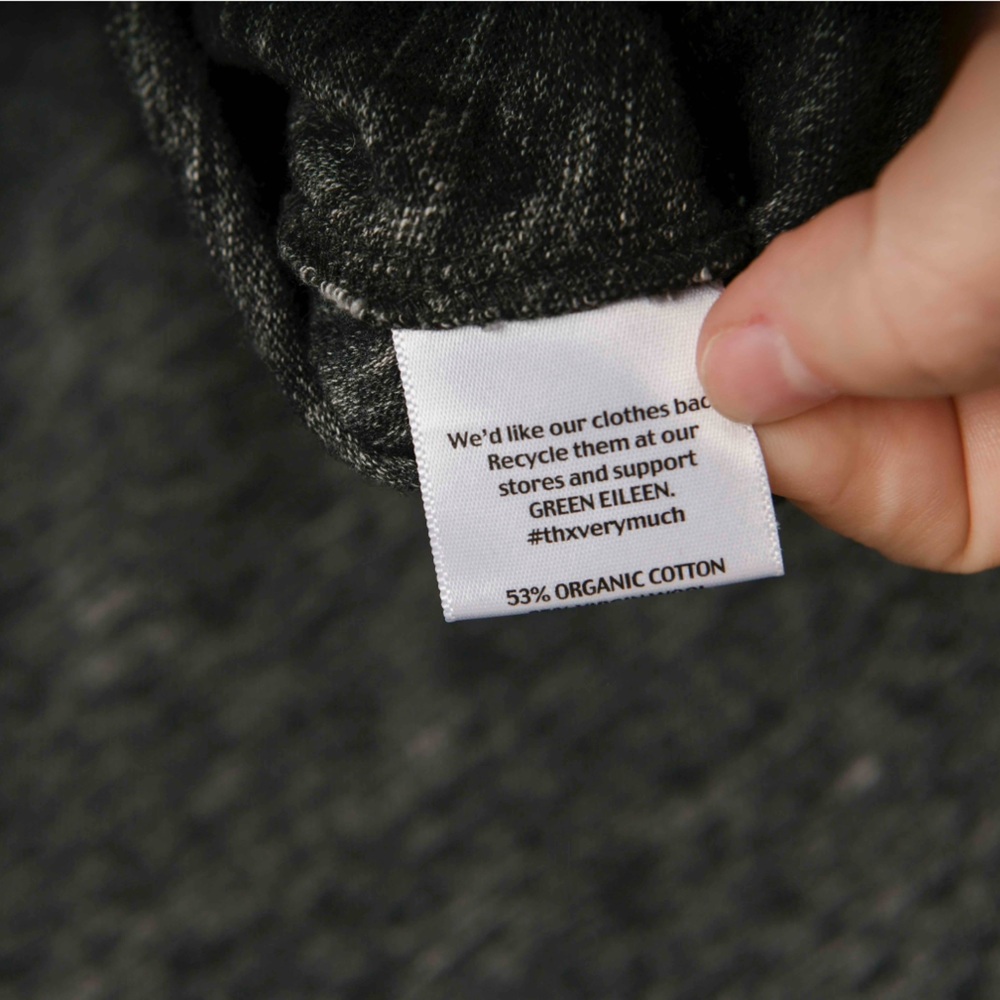 Eileen Fisher charcoal slub knit funnel neck blouse size L - Picture 5 of 6